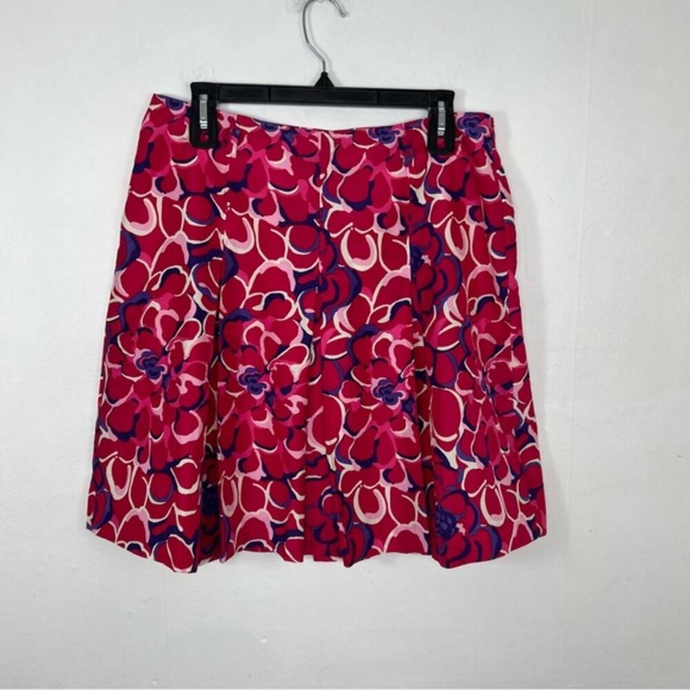 Lilly Pulitzer Silk & Cotton Pink Floral Silk Pleated Skirt Size 8